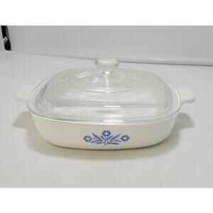 Vtg CORNING WARE Blue Cornflower P-7-B  7" CASSEROLE BAKING DISH w/ Lid
